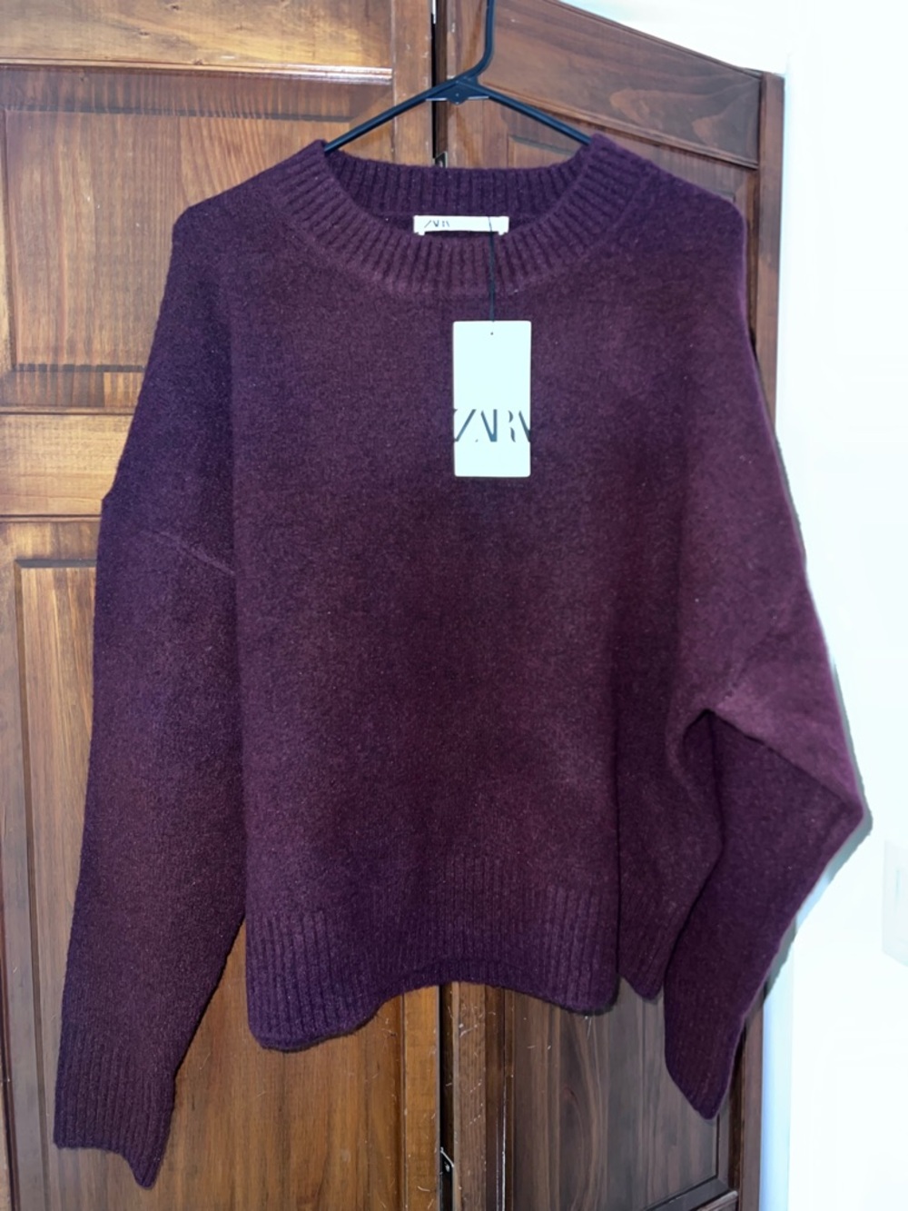 ZARA Women's Crewneck Sweater in Deep Plum